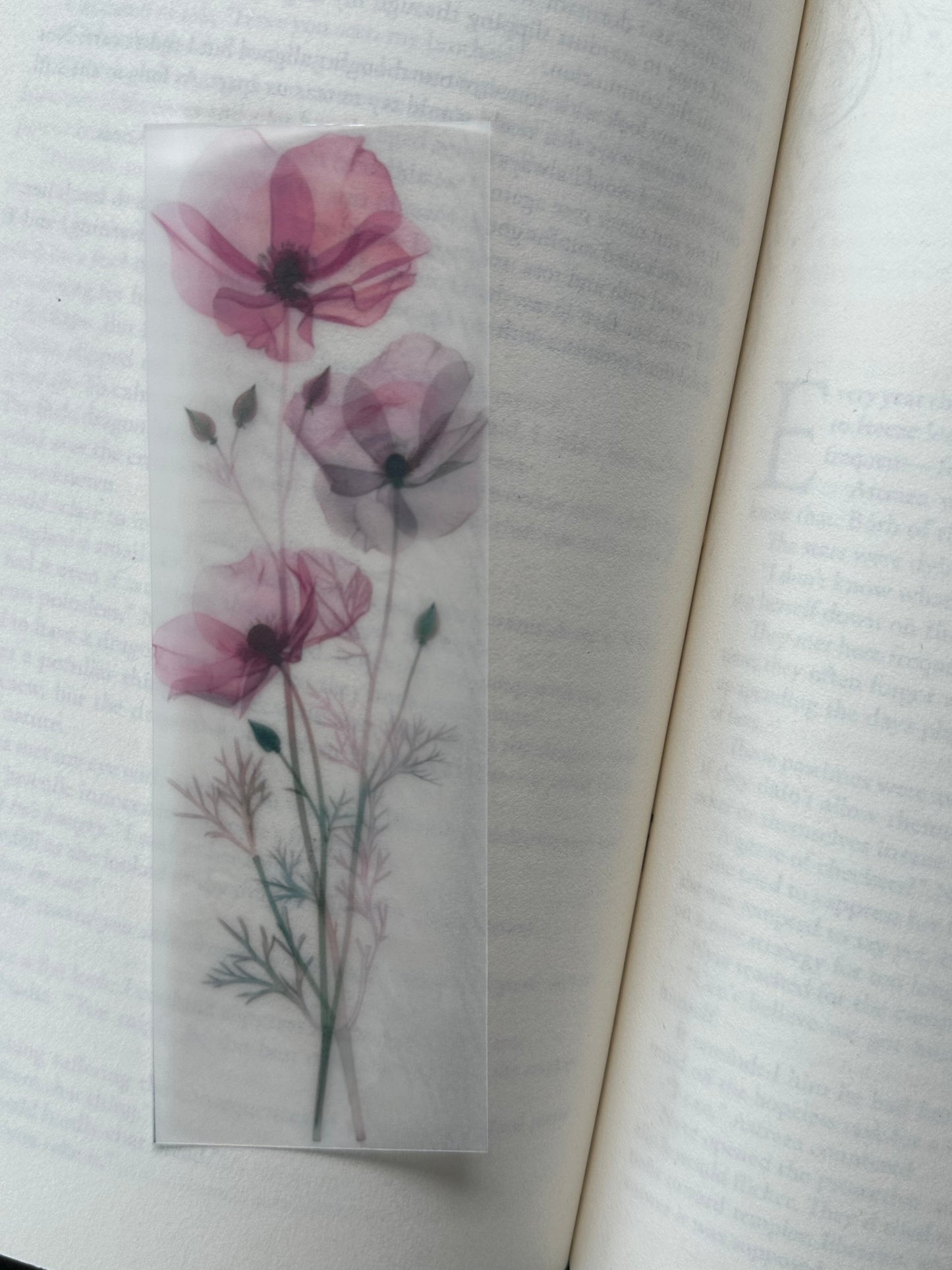 Water Colour Flowers - Vellum Paper Bookmark (3)