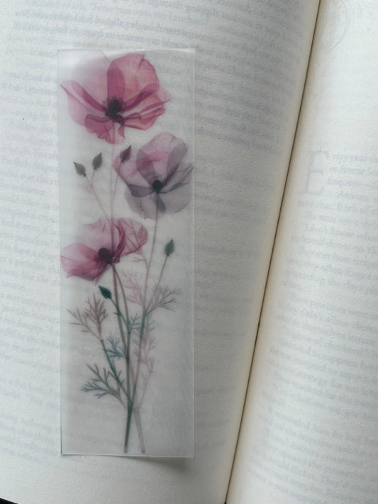 Water Colour Flowers - Vellum Paper Bookmark (3)