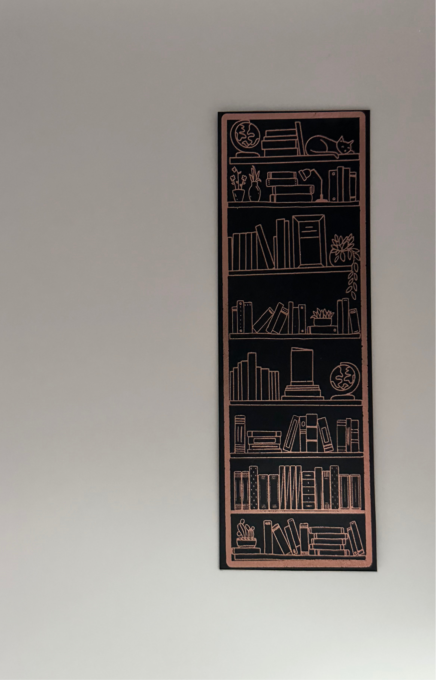 Bookshelf - Foil Bookmark - (Rose Gold)