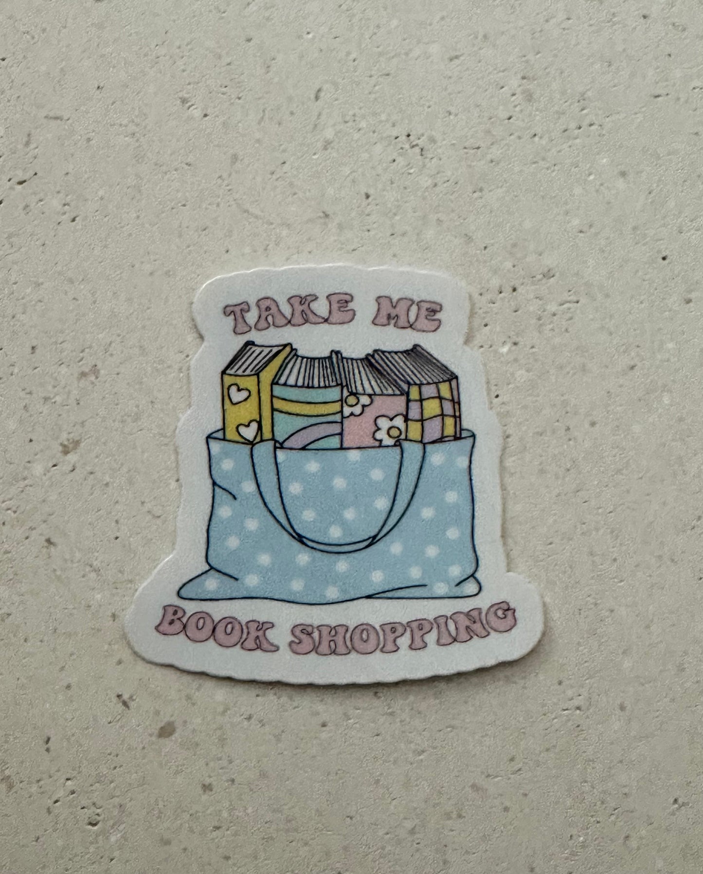 Take Me Book Shopping Book Bag - Retro - Sticker