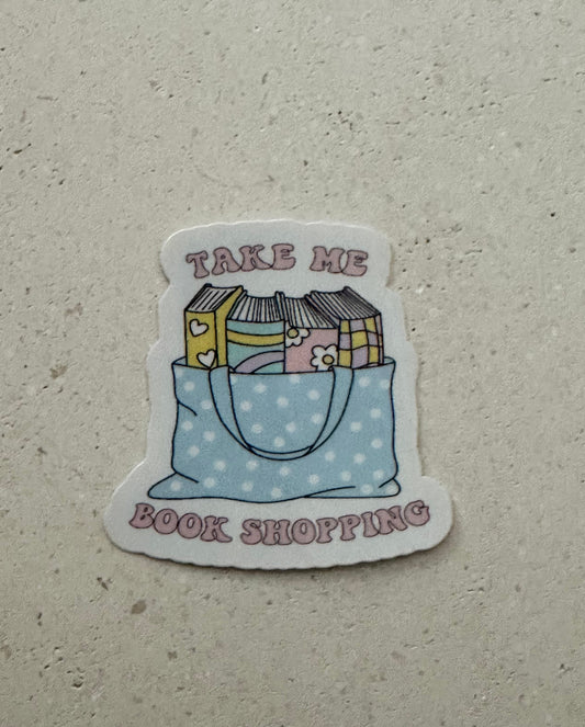 Take Me Book Shopping Book Bag - Retro - Sticker