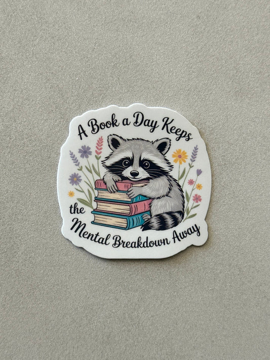 A Book A Day Raccoon - Sticker