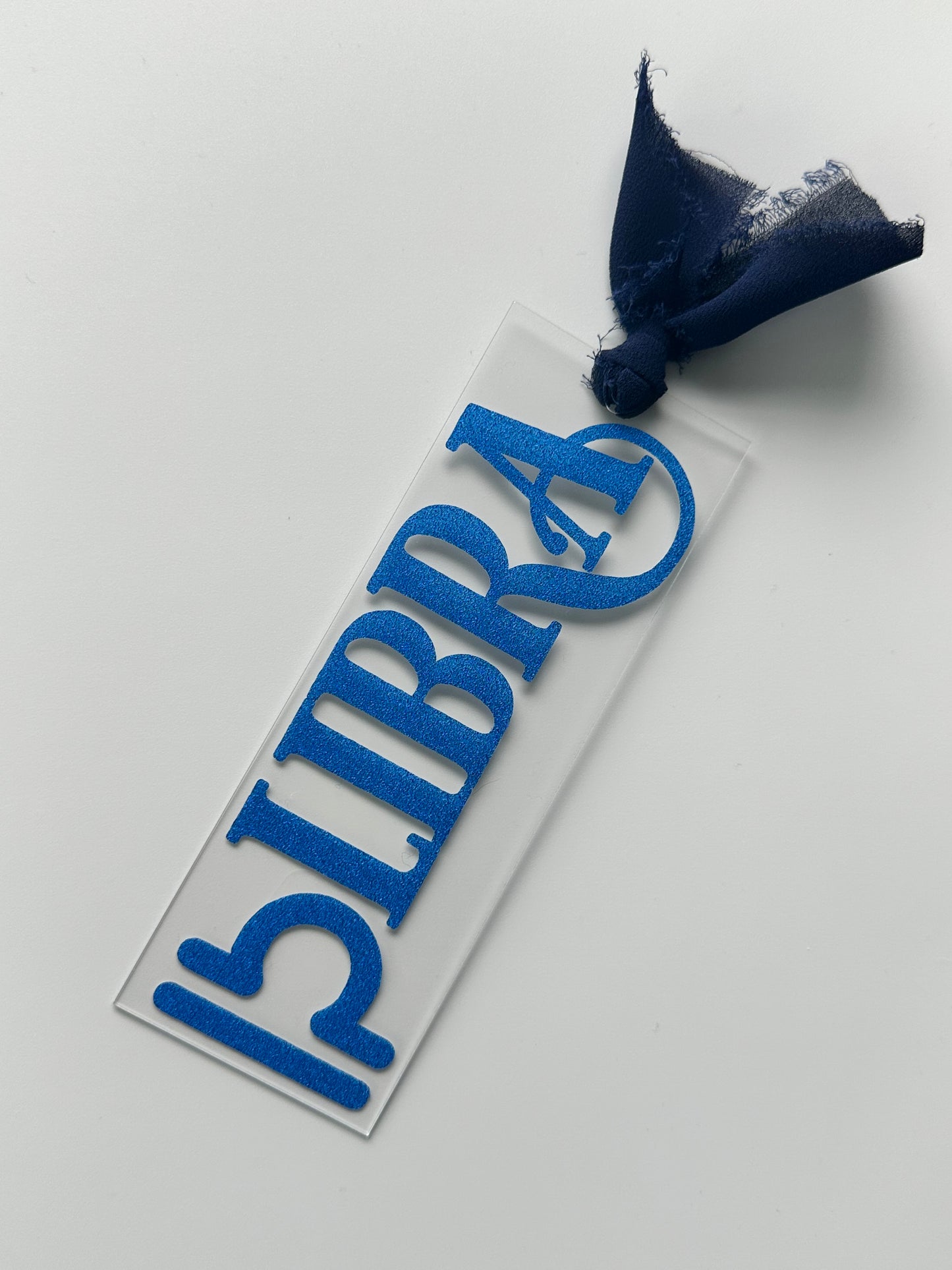Zodiac - Libra - Acrylic Bookmark (Blue Glitter)