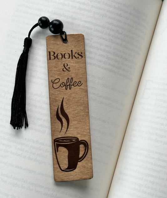 Books & Coffee - Wood Bookmark - (Early American)