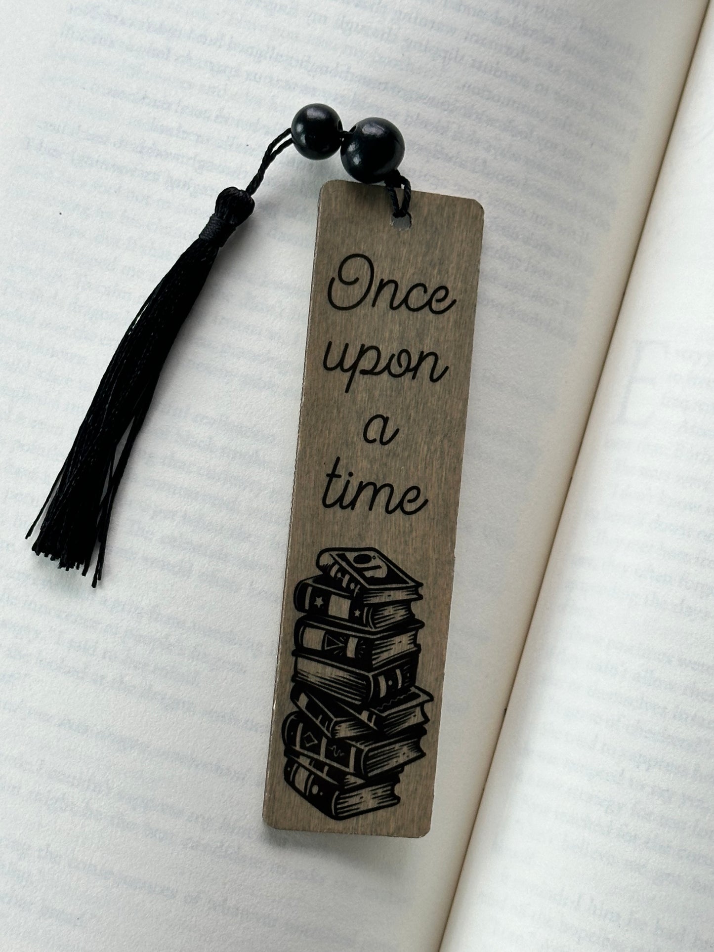 Once Upon A Time - Wood Bookmark - (Weathered Grey)