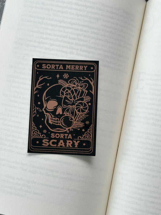 The Xmas Skull Tarot Card - Foil Bookmark - (Rose Gold)
