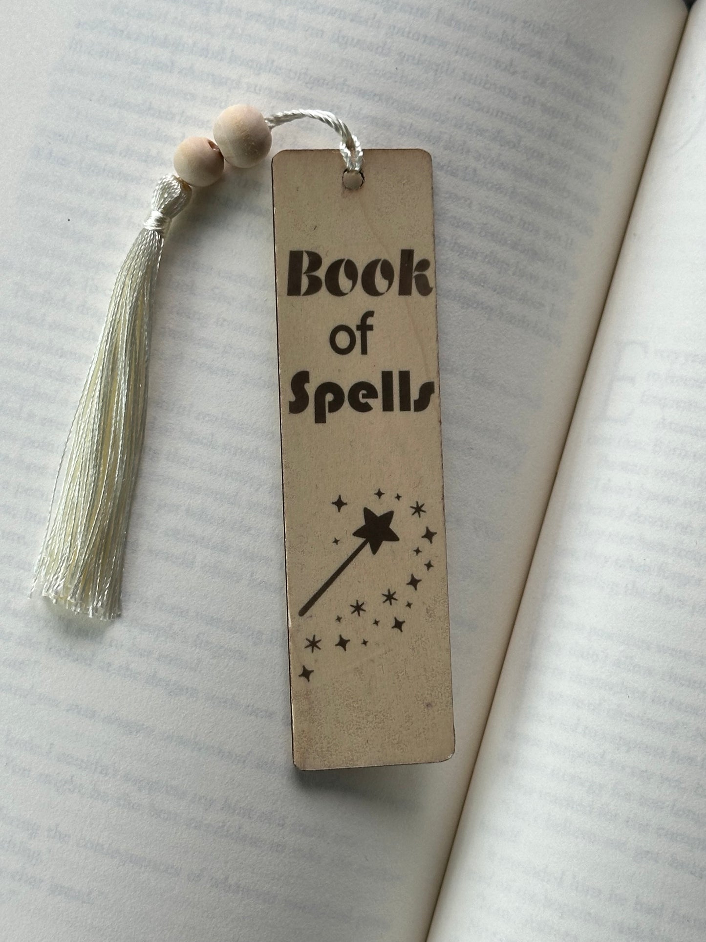 Book Of Spells - Wood Bookmark - (Linen)