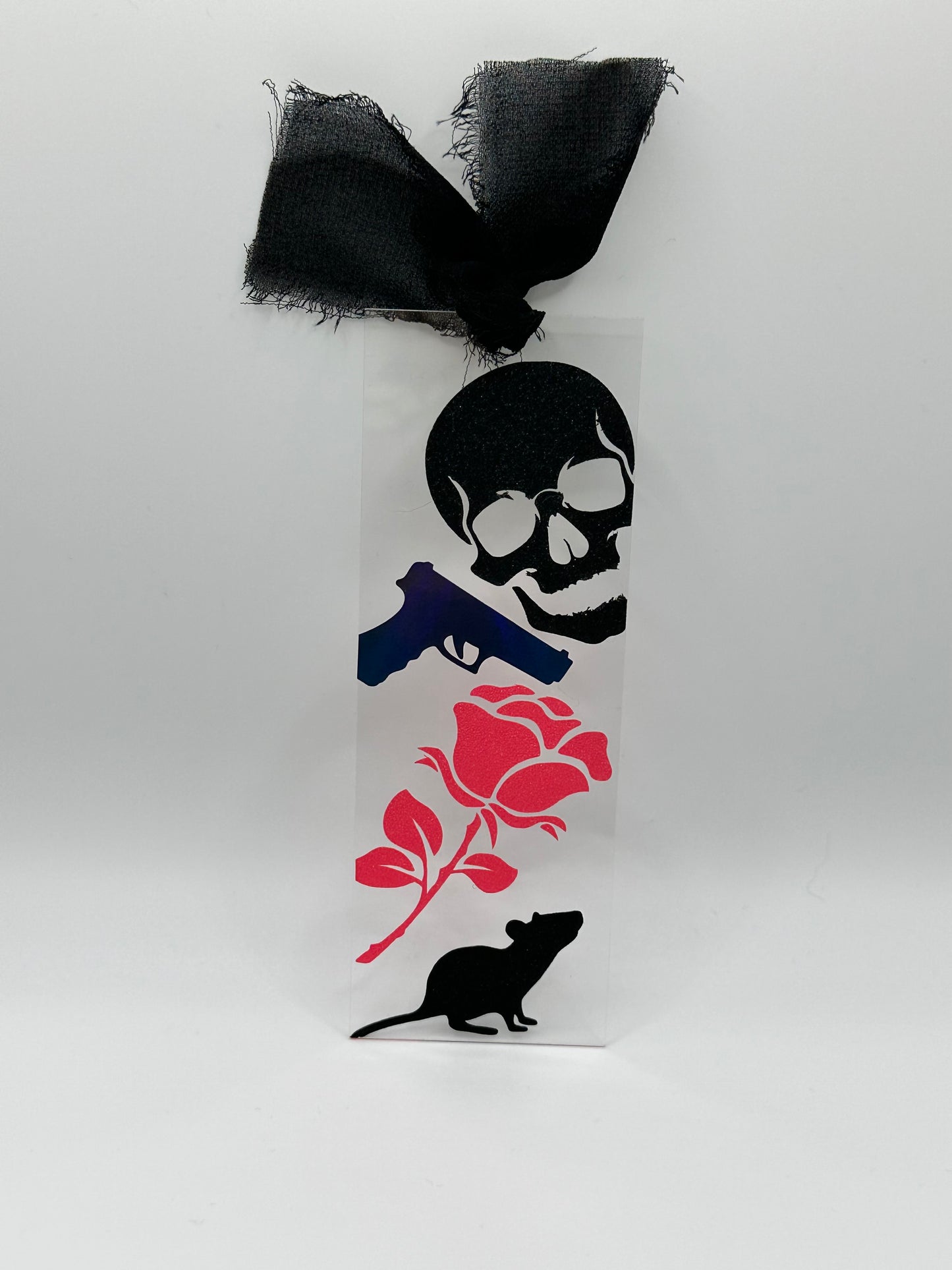 Skull, Gun, Rose & A Little Mouse - Acrylic Bookmark