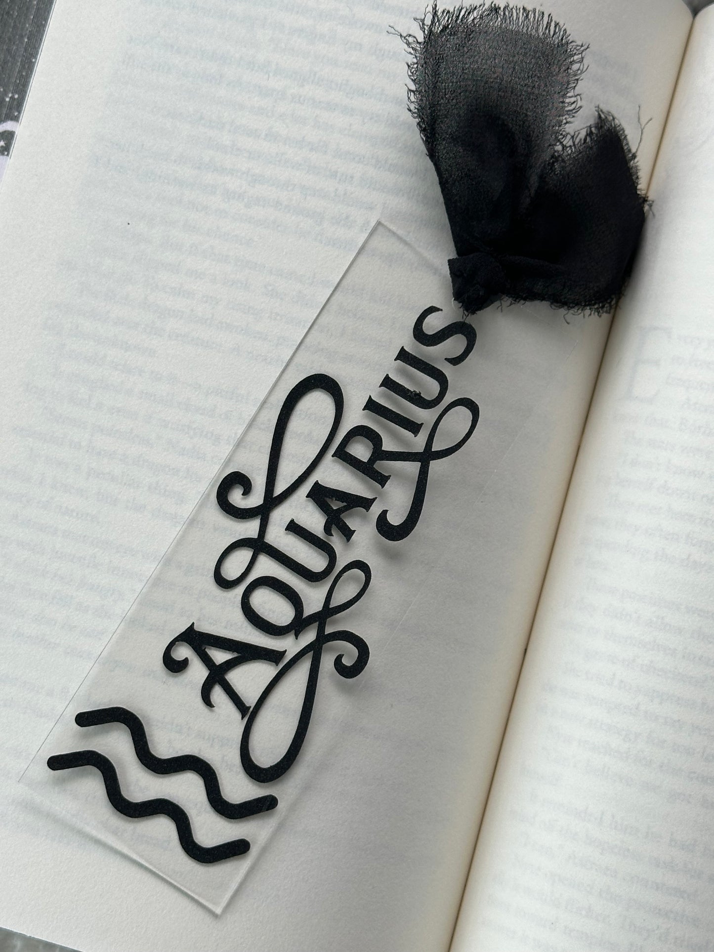 Zodiac - Aquarius - Acrylic Bookmark (Black Glitter)
