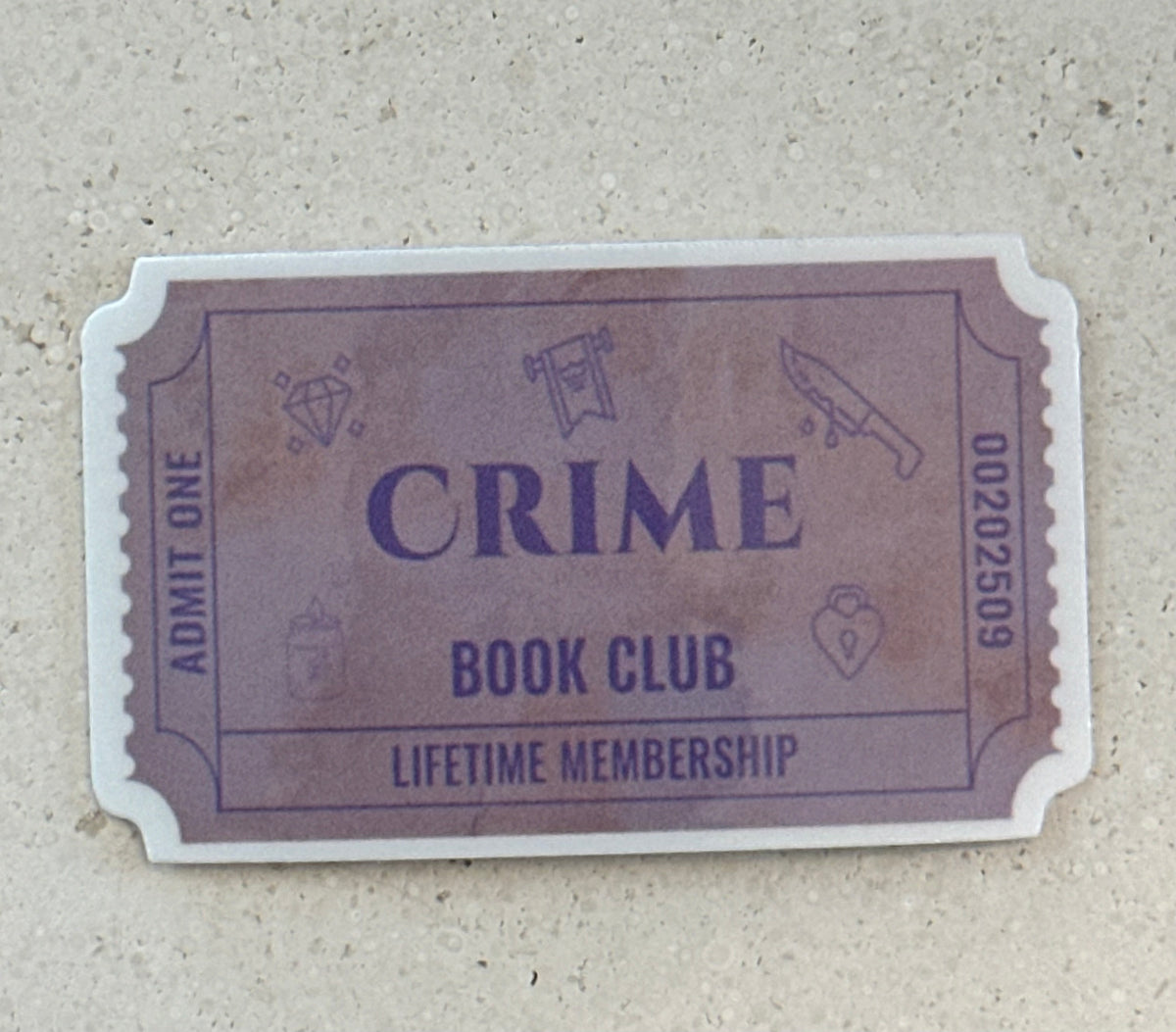 Crime Book Club Ticket - Sticker