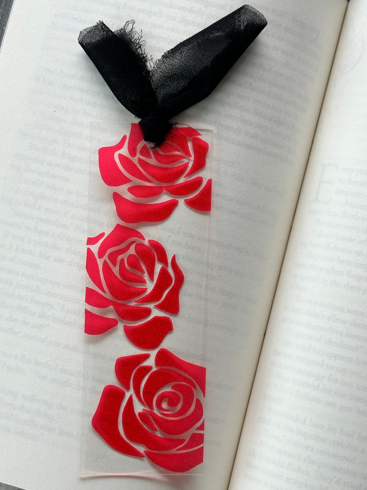 Glittery Red Roses - Acrylic Bookmark