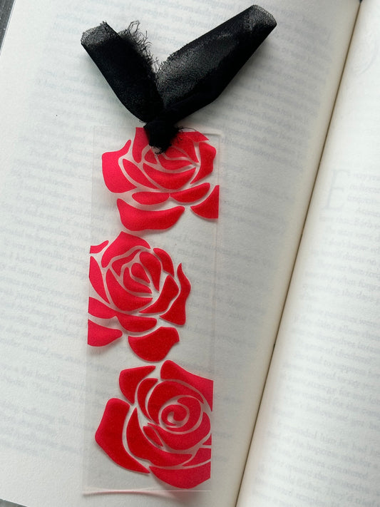 Glittery Red Roses - Acrylic Bookmark