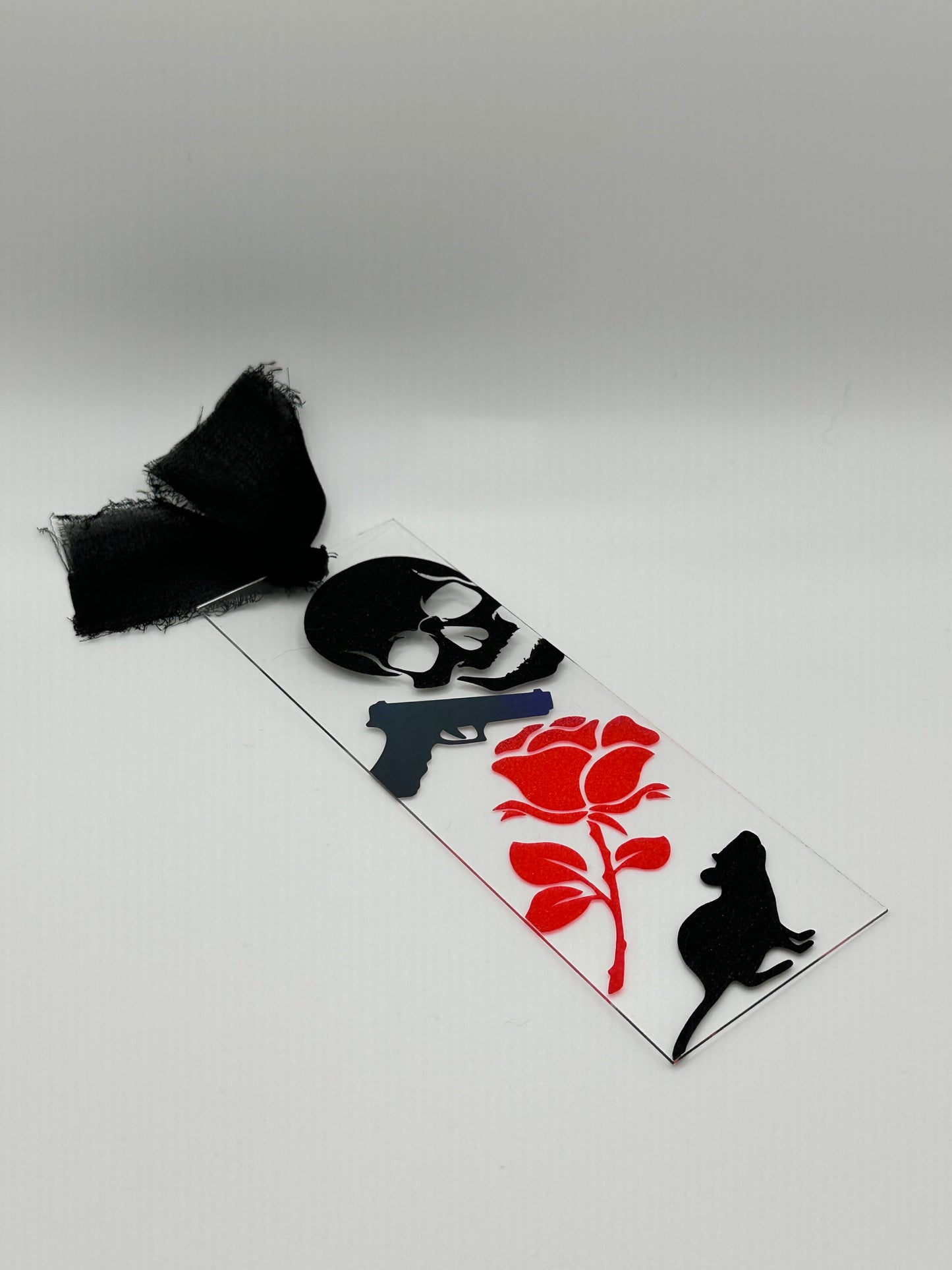 Skull, Gun, Rose & A Little Mouse - Acrylic Bookmark