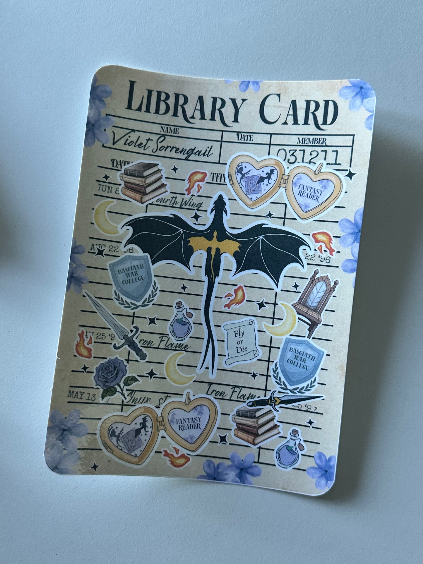 Fantasy Library Card - E-Reader Case Insert - Kindle Paper White 12th Gen 5” x 7”