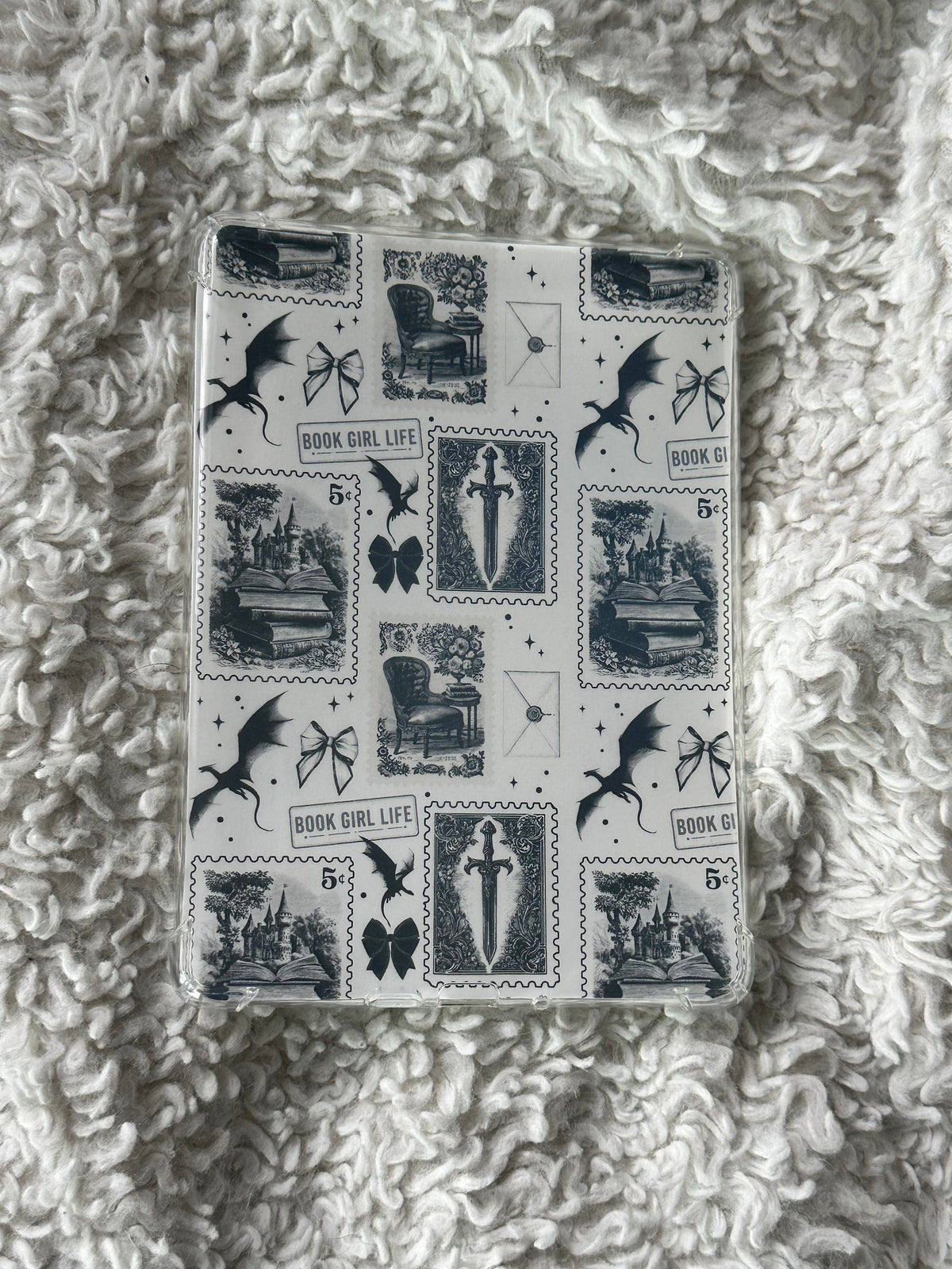 Dragon Rider - B&W - E-Reader Case Insert - Kindle Paper White 12th Gen 5” x 7”