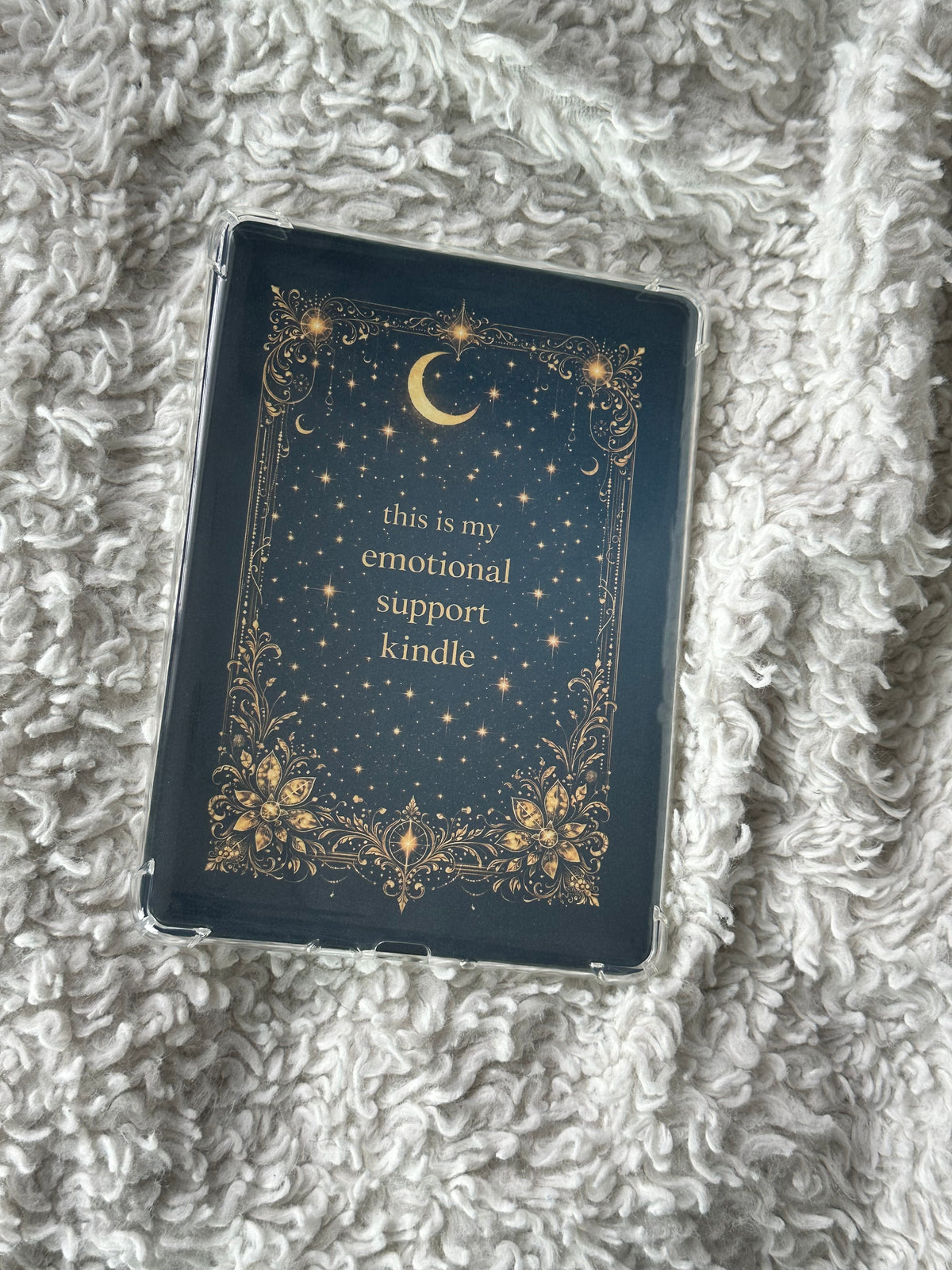 Emotional Support Kindle - Black & Gold - E-Reader Case Insert - Kindle Paper White 12th Gen 5” x 7”