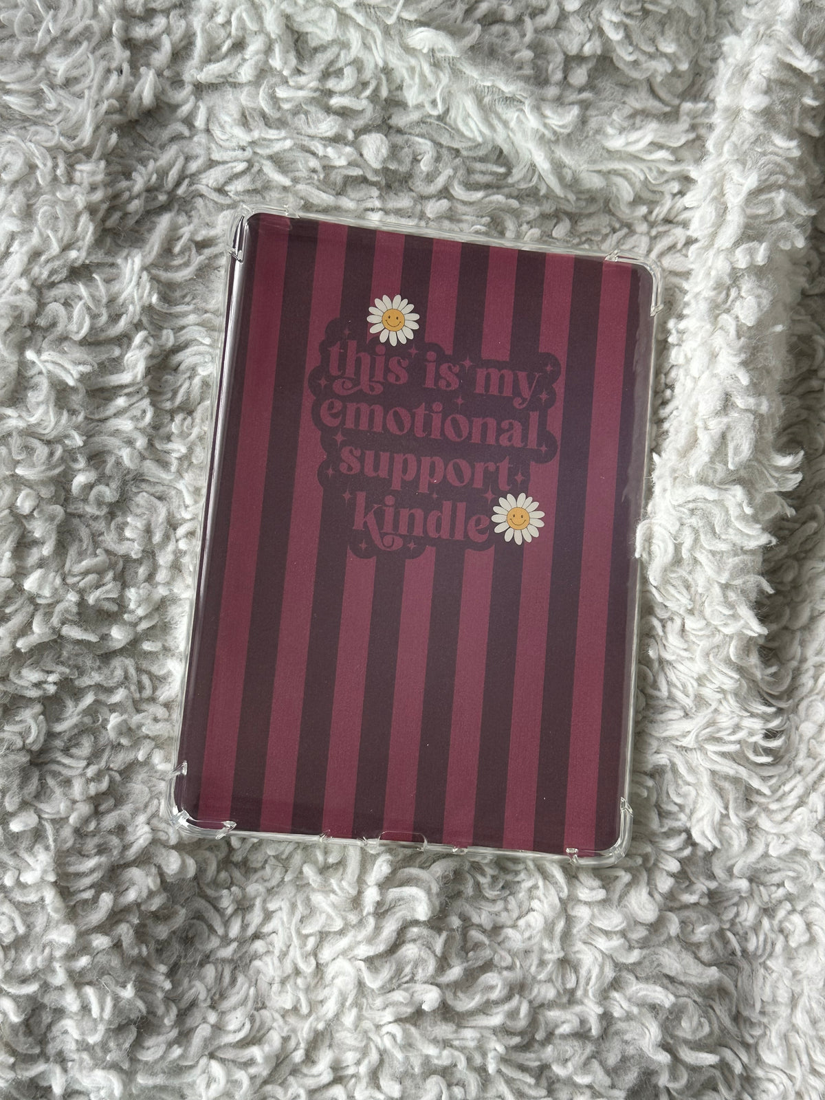 Emotional Support Kindle - Pink & Purple Stripes - E-Reader Case Insert - Kindle Paper White 12th Gen 5” x 7”