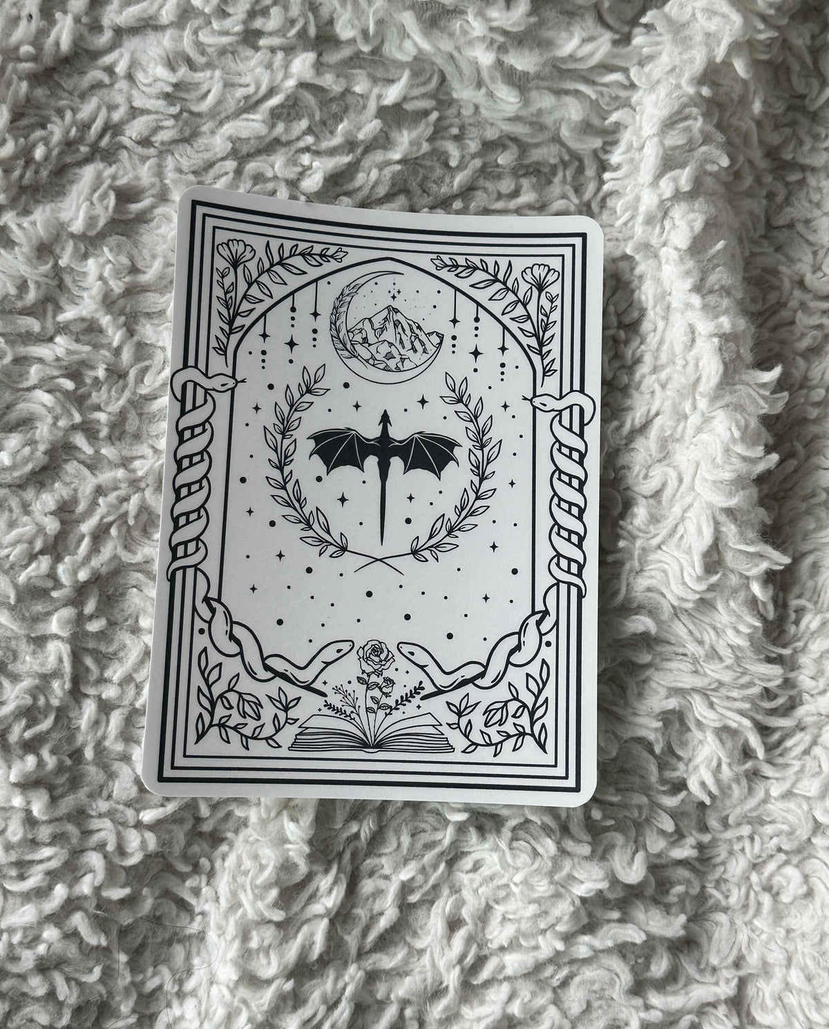 Fantasy Dragon - B&W - E-Reader Case Insert - Kindle Paper White 12th Gen 5” x 7”