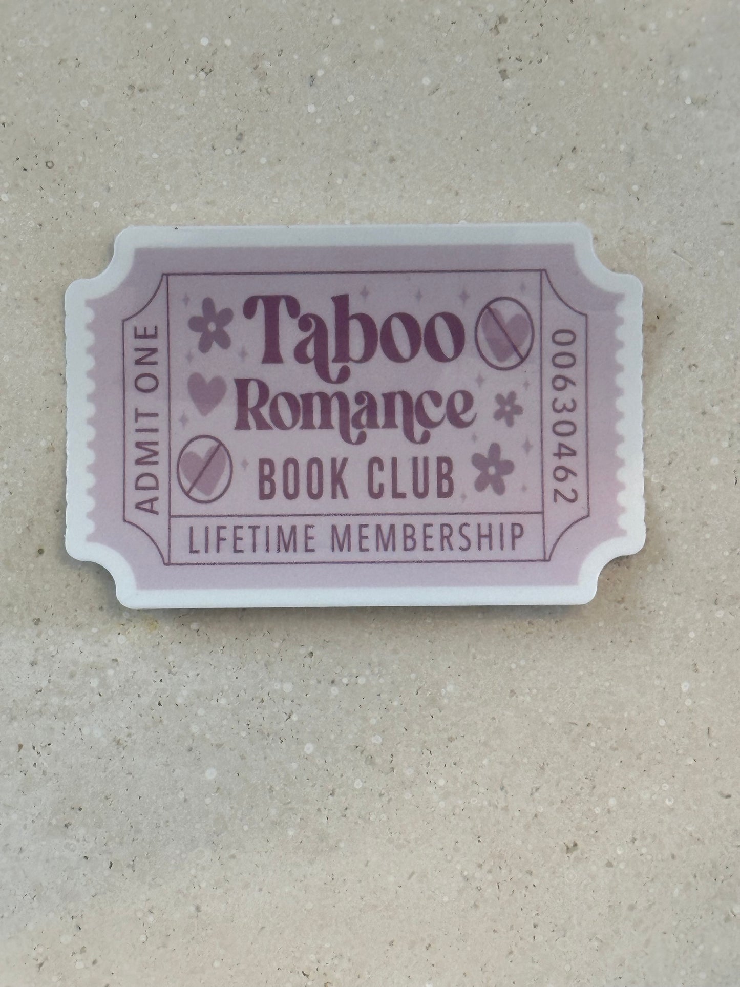 Taboo Romance Book Club Trope Ticket - Sticker