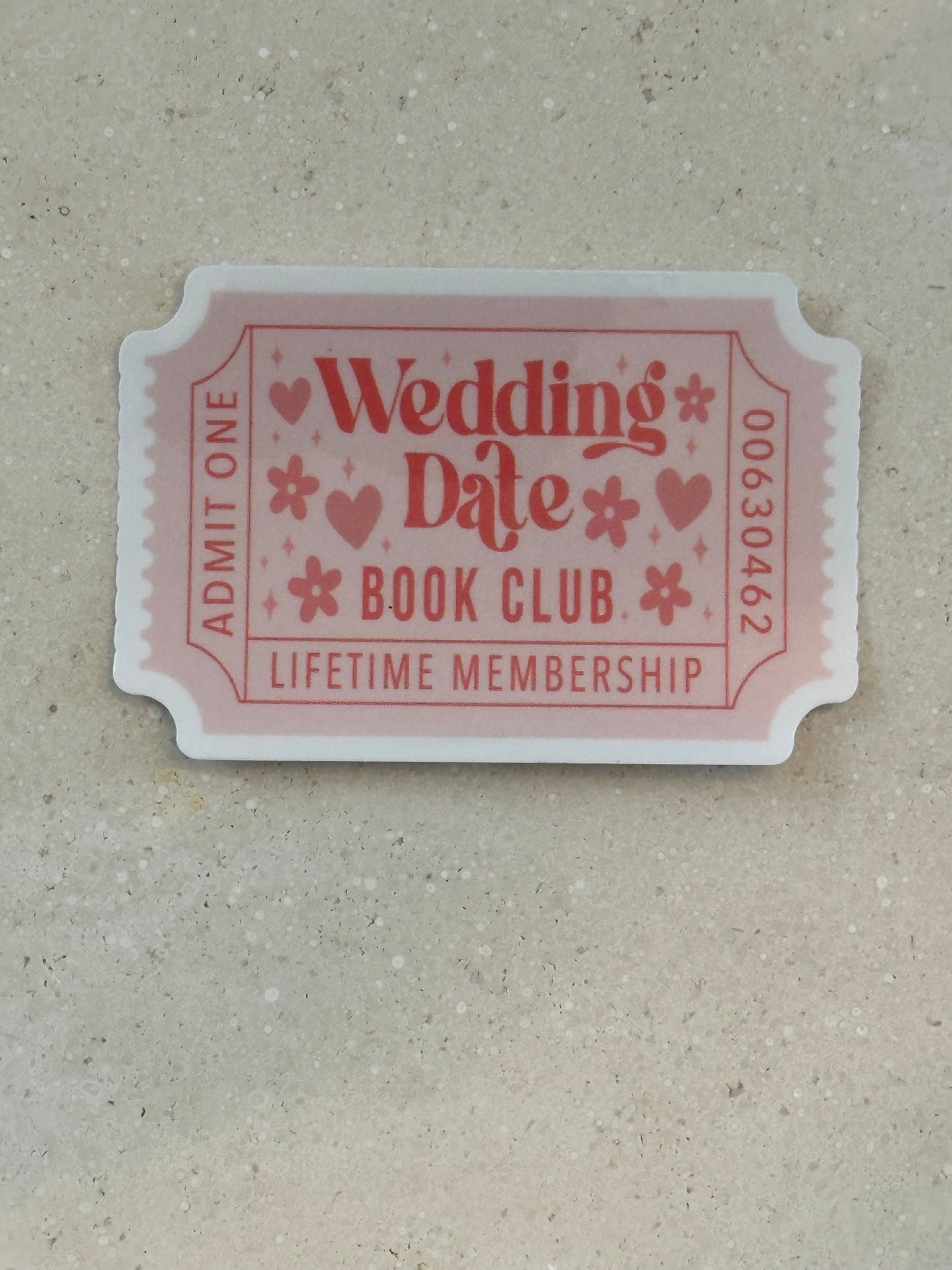 Wedding Date Book Club Trope Ticket - Sticker